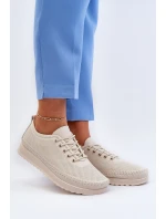 Kožené Sportovní Dámské Tenisky Beige Lalnai