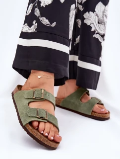 Dámské Semišové Sandály S Přezkami Big Star RR274A393 Zelené