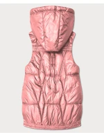 Krótki bezrękawnik damski z odpinanym kapturem Goodlookin różowy (B8258-81)