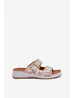 Dámské pantofle světle béžové s přezkami Inblu SD000001