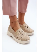 Béžové dámské prolamované boty Emilei