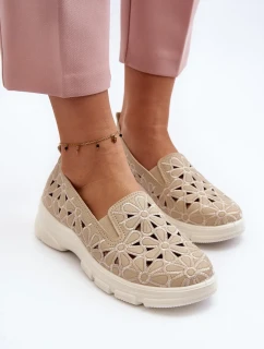 Béžové dámské prolamované boty Emilei