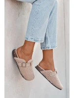 Klapki Damskie Z Futerkiem Typu Baranek Beżowe Lorivine