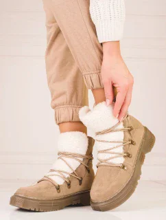 Pohodlné dámské sněhule hnědé bez podpatku