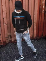 Pánská mikina s potiskem černá FashionStreet BX5386