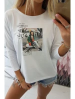Halenka s potiskem Star Style bílá Halenka s potiskem Star Style bílá