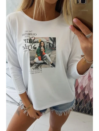 Halenka s potiskem Star Style bílá Halenka s potiskem Star Style bílá