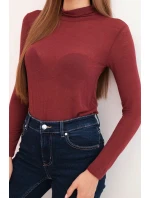 Dámská svetr z kašmíru s rolákem a dlouhým rukávem bordó