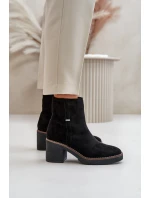 Dámské Botky Na Podpatku Zateplené Eko Semišové Černé Arkesia