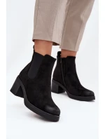 Dámské kotníkové boty na podpatku vyhřívané černé Zelia