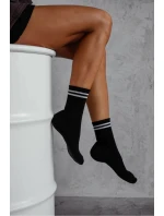 Dámské ponožky Dva tenké pruhy černé