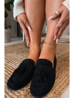 Dámské mokasíny s plochou podrážkou a třásněmi Černé Marilisse
