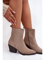 Dámské kotníkové boty na podpatku 6350 Béžová - Ideal Shoes Dámské kotníkové boty na podpatku 6350 Béžová - Ideal Shoes