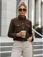 Dámská bunda z ekokůže s knoflíky hnědá FashionStreet TY5667