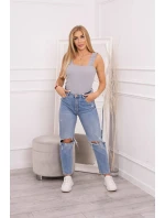 Halenka bez ramínek s volánky šedá Halenka bez ramínek s volánky šedá