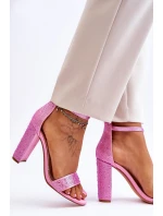 Dámské sandály na vysokém podpatku se zirkony Růžové Idealistic