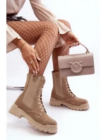 Dámské Vyšívané Kožené Boty Bežové Nicole 2836