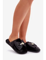 Dámské Pantofle S Kožíškem A Mašlí Černé Olfedi