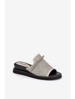 Dámské sandály na klínu s ozdobným páskem stříbrné Teriwes