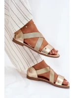 Dámské ploché sandály s elastickými pásky zlaté Marinea