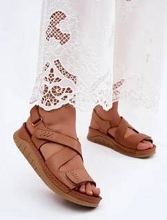 Kožené dámské sandály na platformě Maciejka L4496-29 Camel