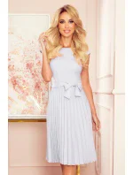 311-13 LILA plisované šaty s krátkým rukávem - ŠEDÉ