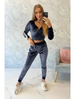 Velurová souprava s nápisem Queen graphite Velurová souprava s nápisem Queen graphite