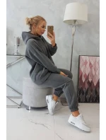 Zateplený set s mikinou s kapucí v grafitové barvě