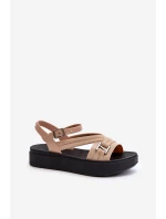 Voňavé dámské sandály na platformě ZAXY LL285063 béžové