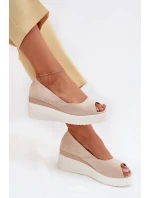 Dámské Sandály Na Klínu Z Eko Semiše Světle Béžové Velira Dámské Sandály Na Klínu Z Eko Semiše Světle Béžové Velira