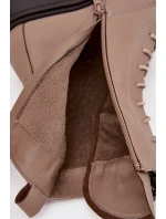 Kožené dámské kotníky s ozdobou vyhřívané béžové Ulrika