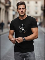 Pánské bavlněné tričko s potiskem černé FashionStreet NX0128R Pánské bavlněné tričko s potiskem černé FashionStreet NX0128R