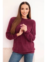 Dámský svetr s měkkou strukturou a dlouhým rukávem švestkový