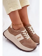 Dámské tenisky na platformě z přírodního semiše tmavě béžové Rosinae
