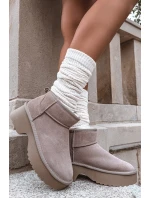 Dámské sněhule Milora z přírodního semiše s kožešinou – khaki