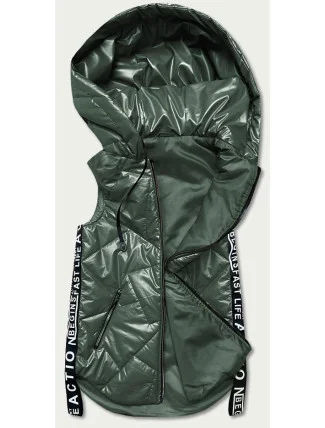 Zelená dámská vesta s ozdobnými páskami (B8011-10) Zelená dámská vesta s ozdobnými páskami (B8011-10)