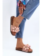 Dámské žabky s růžovými ozdobami Bunlia