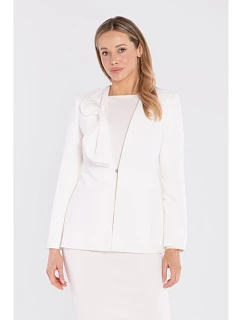 S432 Elegantní sako s ozdobnou mašlí - ecru
