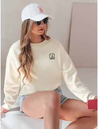Dámská oversize mikina s výšivkou SOFTSLON ecru FashionStreet BY1433