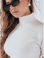 Dámský žebrovaný svetr s krátkým rukávem GIRLGLORY white FashionStreet MY2550 Dámský žebrovaný svetr s krátkým rukávem GIRLGLORY white FashionStreet MY2550