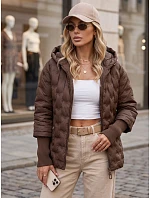 Dámská prošívaná bunda s kapucí, hnědá, FashionStreet TY5870 Dámská prošívaná bunda s kapucí, hnědá, FashionStreet TY5870