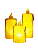 DEKORATIVNÍ SVÍČKA 10,5 CM JANTAROVÁ TEPLÁ BÍLÁ 1 LED