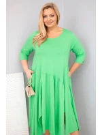 Dámské bavlněné šaty Plus Size s asymetrickým lemem světle zelená