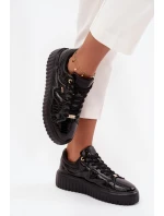 Lakované dámské tenisky na platformě Lee Cooper LCJ-25-09-3870 Černé
