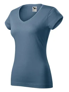 Fit V-neck tričko dámské denim