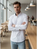 Pánská elegantní hladká bílá košile SLIM FIT FashionStreet DX2618
