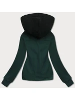 Tmavě zelená krátká dámská rozepínací mikina (AMG-63)