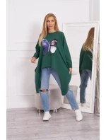 Oversize halenka s potiskem tmavě zelená Oversize halenka s potiskem tmavě zelená