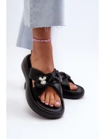 Dámské kožené sandály na platformě černé GOE NN2N4110