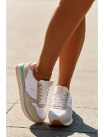 Semišové Dámské Tenisky Big Star RR274A047 HI-POLY SYSTEM Béžovo-Bílé